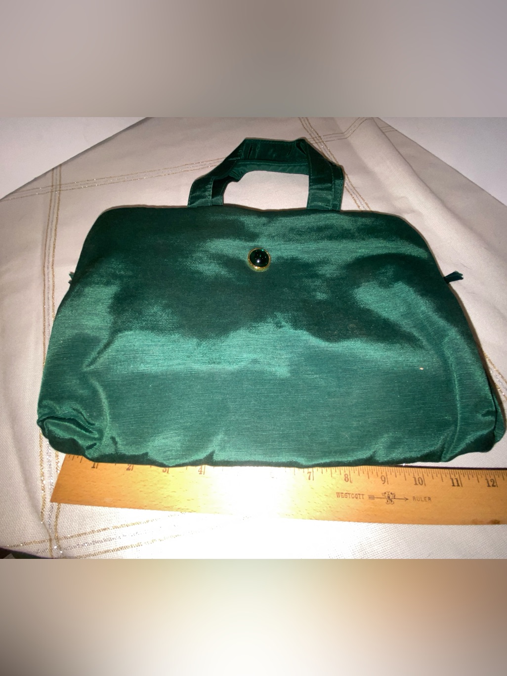 Vintage Oscar De La Renta Emerald Green MakeupJewelry Travel Bag